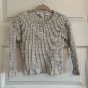 Zara Kids Heather Gray Ribbed Long Sleeve Top
